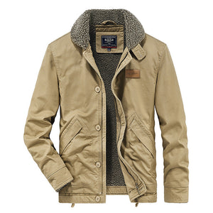 Beige jacket with sherpa lining on a white background