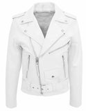White leather jacket with zippers on a white background